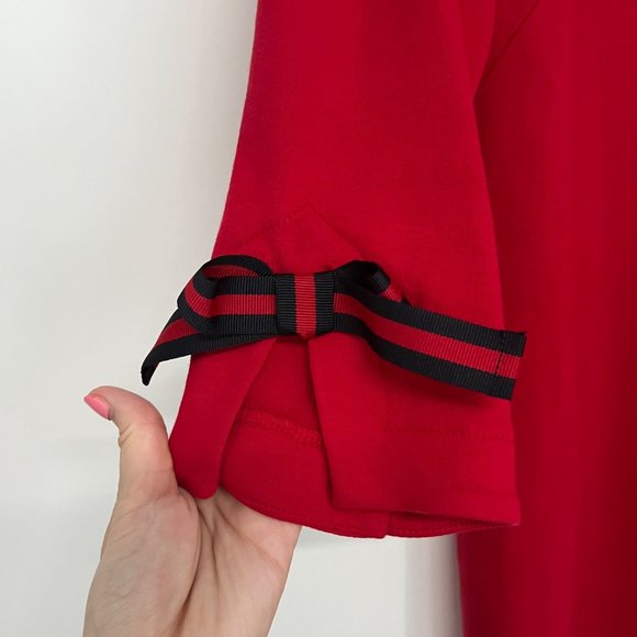 Talbots Round Neck Red Long Sleeve 100% Cotton Sheath Dress Small S - Picture 5 of 9